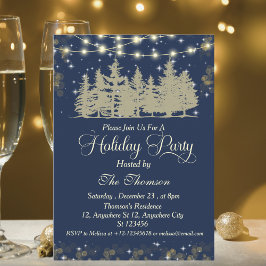 Elegante Sparkling Golden Winter Holiday Party Einladung