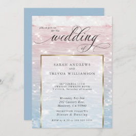 Elegante Sparkling Ocean Beach Wedding Einladung
