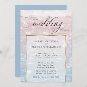 Elegante Sparkling Ocean Beach Wedding Einladung