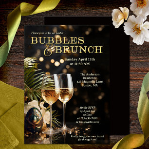 Elegante Sparkling Osterblasen und Brunch Einladung