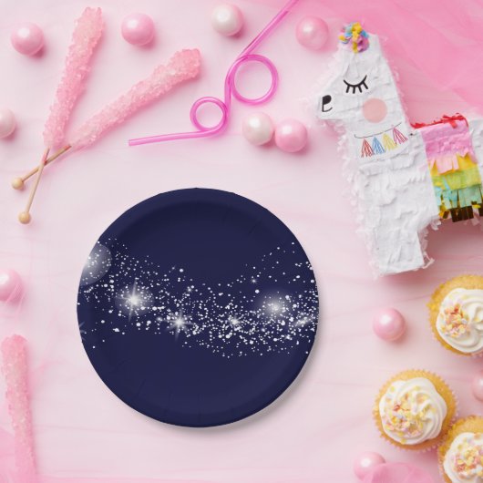 Elegante Sparkling Stars auf dem Blue Pappteller (Party)