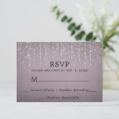 Elegante Sparkling String Lights Dusty Rose Mauve RSVP Karte (Stehend Vorderseite)