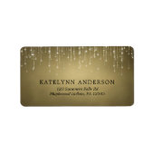 Elegante Sparkling String Lights Gold Wedding Adressaufkleber (Vorne)