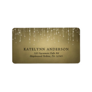 Elegante Sparkling String Lights Gold Wedding Adressaufkleber