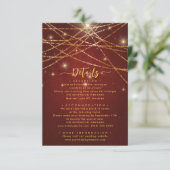 Elegante Sparkling String Lights Hochzeitdetails Begleitkarte (Stehend Vorderseite)