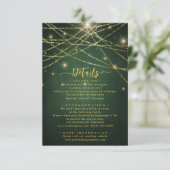 Elegante Sparkling String Lights Hochzeitdetails Begleitkarte (Stehend Vorderseite)