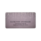 Elegante Sparkling String Lights Mauve Wedding Adressaufkleber (Vorne)