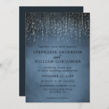 Elegante Sparkling String Lights Navy Blue Wedding