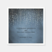 Elegante Sparkling String Lights Navy Blue Wedding Serviette (Vorderseite)