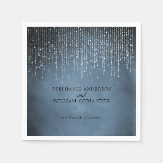 Elegante Sparkling String Lights Navy Blue Wedding Serviette (Vorderseite)