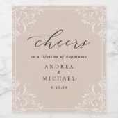 Elegante Sparkling Wine tasting Vintag Weinetikett (Einzelnes Label)