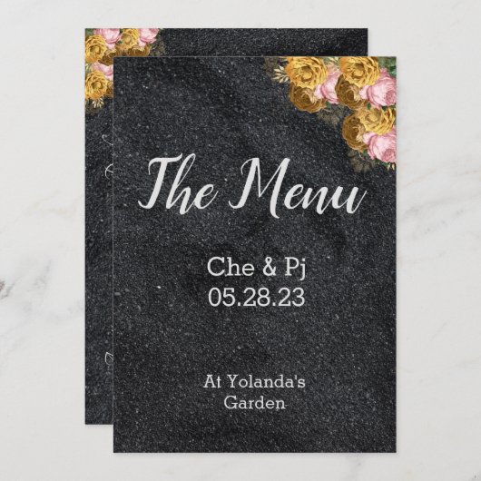 Elegante Speisekarte für Hochzeitstische Menükarte (Vorne/Hinten)