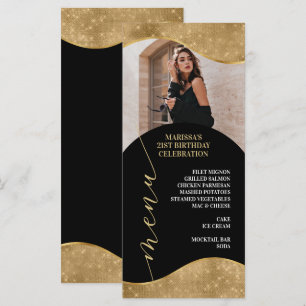 Elegante Speisekartenkarte mit Foto in Gold Menükarte