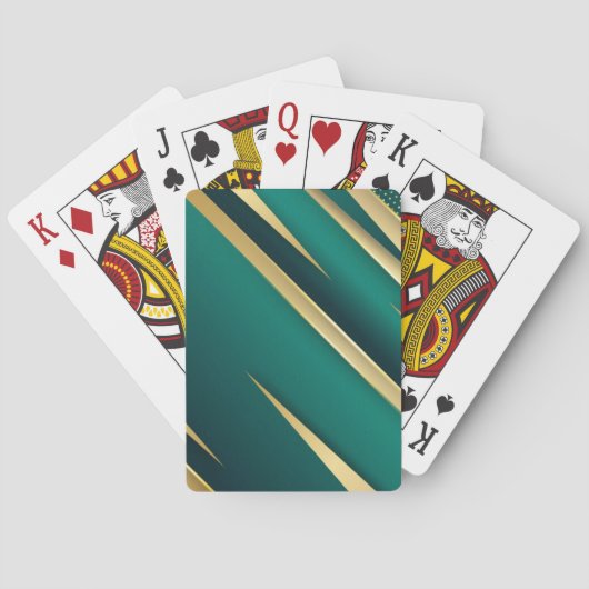 Elegante Spielkarten - Grün und Gold (Rückseite)
