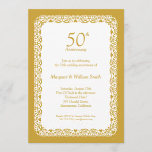 Elegante Spitze 50. Goldene Hochzeit Jubiläumsfeie Einladung