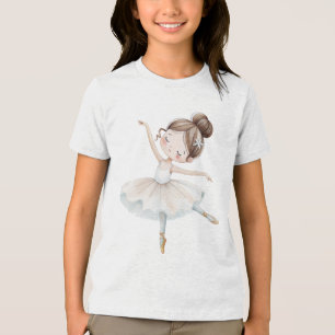 Elegante Spitze Ballerina Aquarell Weiß Creme Gold Tri-Blend Shirt