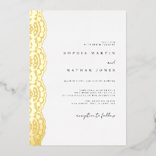 Elegante Spitze echtes Goldfolie Hochzeit  Folieneinladung