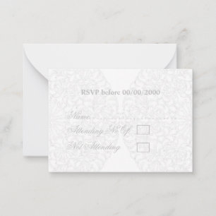 Elegante Spitze Grau & Weiß Moderne Minimalistisch Mitteilungskarte
