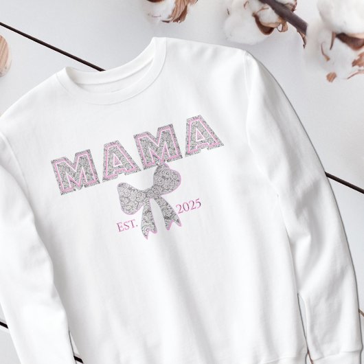 Elegante Spitze "MAMA" mit Bow-MAMA Sweatshirt