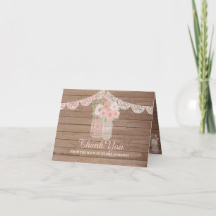 Elegante Spitze Mason Glas & Holz Brautparty Danke