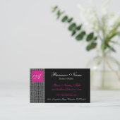 Elegante Spitze mit rosa Monogramm-Visitenkarten Visitenkarte (Stehend Vorderseite)