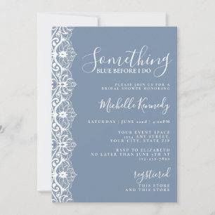 Elegante Spitze Something Blue Brautparty Einladung
