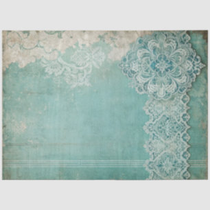 Elegante Spitze Teal Grunge Decoupage Seidenpapier