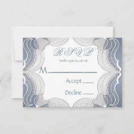 Elegante Spitzen auf Blue Wedding RSVP Cards Karte