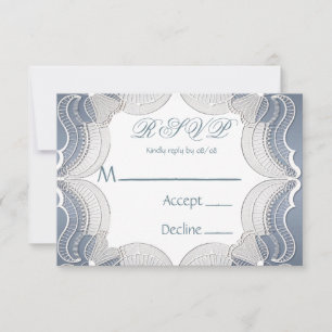 Elegante Spitzen auf Blue Wedding RSVP Cards Karte