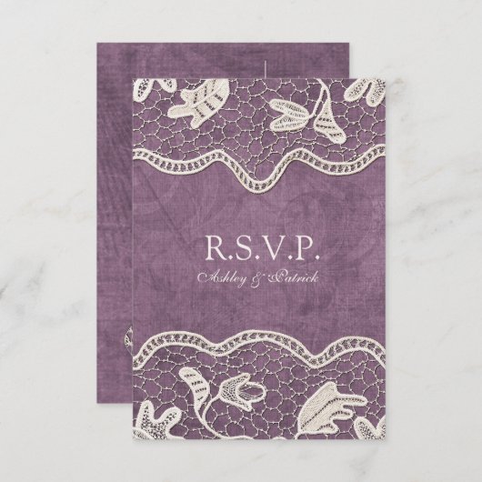 Elegante Spitzen auf dem Violet Background UAWG RSVP Karte (Vorne/Hinten)
