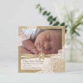 Elegante Spitzen bei der Geburt eines Fotos Ankündigung (Stehend Vorderseite)