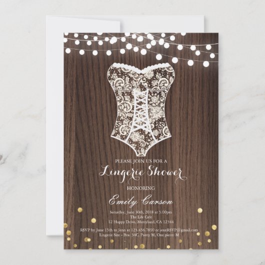 Elegante Spitzen-Dessous-Dusche Einladung (Vorderseite)