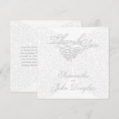 Elegante Spitzen Gray & White Moderne Minimalistis Dankeskarte (Vorne/Hinten)