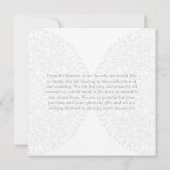 Elegante Spitzen Gray & White Moderne Minimalistis Dankeskarte (Rückseite)