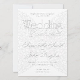 Elegante Spitzen Gray & White Moderne Minimalistis Einladung