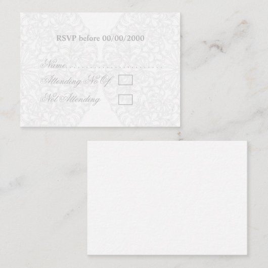 Elegante Spitzen Gray & White Moderne Minimalistis Mitteilungskarte (Vorne/Hinten)