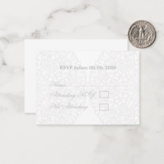 Elegante Spitzen Gray & White Moderne Minimalistis Mitteilungskarte (Vorderseite/Rückseite Beispiel)