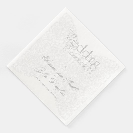 Elegante Spitzen Gray & White Moderne Minimalistis Serviette (Ecke)