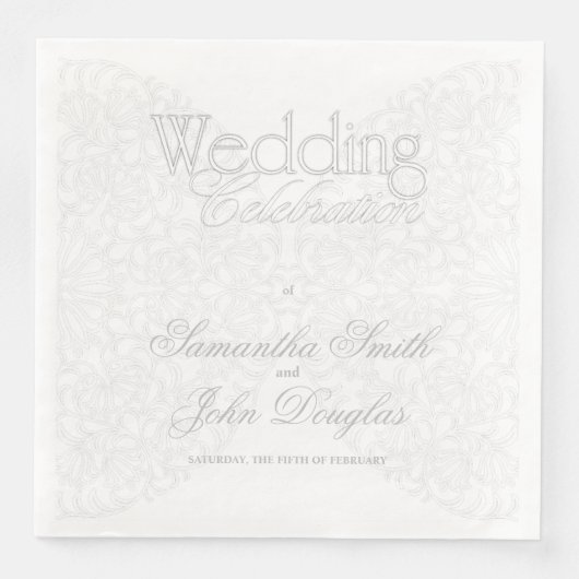 Elegante Spitzen Gray & White Moderne Minimalistis Serviette (Vorderseite)