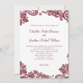 Elegante Spitzen-Hochzeit Custom Foto Red White Ch Einladung (Vorderseite)