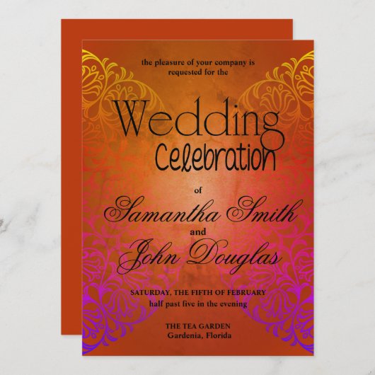 Elegante Spitzen Rustikal & Schwarz Modernes Minim Einladung (Vorne/Hinten)