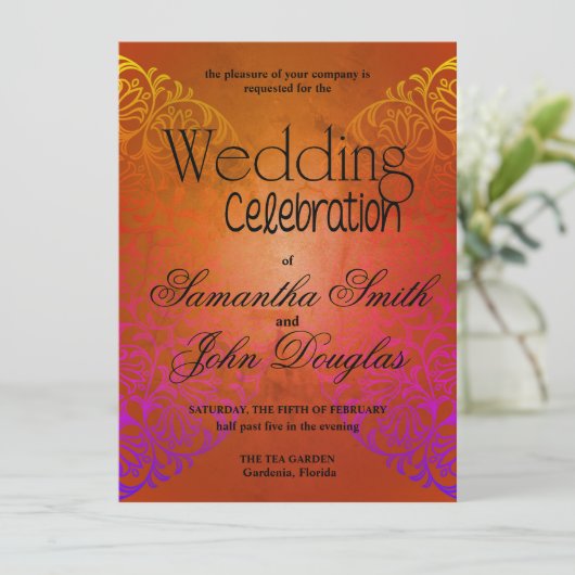 Elegante Spitzen Rustikal & Schwarz Modernes Minim Einladung (Stehend Vorderseite)