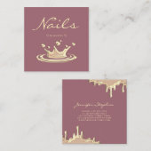 Elegante Splash Gold Polnische Moderne Nägel Rose Quadratische Visitenkarte (Vorne/Hinten)