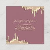 Elegante Splash Gold Polnische Moderne Nägel Rose Quadratische Visitenkarte (Rückseite)