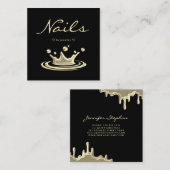 Elegante Splash Gold Polnische Moderne Nägel Schwa Quadratische Visitenkarte (Vorne/Hinten)