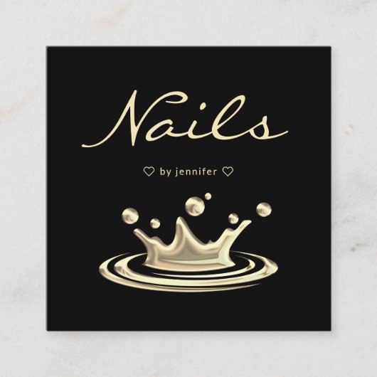 Elegante Splash Gold Polnische Moderne Nägel Schwa Quadratische Visitenkarte (Vorderseite)