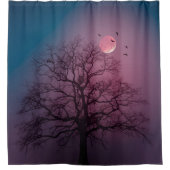 Elegante Spooky Halloween Themenbaum Mondwerk Duschvorhang (Vorderseite)