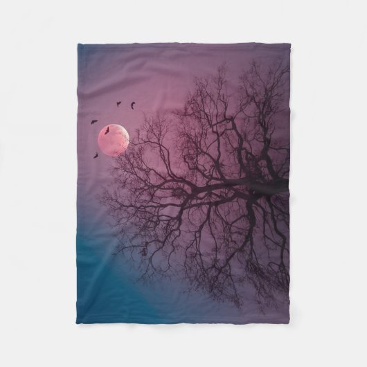 Elegante Spooky Halloween Themenbaum Mondwerk Fleecedecke (Vorderseite)