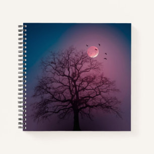 Elegante Spooky Halloween Themenbaum Mondwerk Notizblock