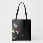 Elegante Spring Black Floral Boho Niedlich Tote Ba Tasche (Vorderseite)
